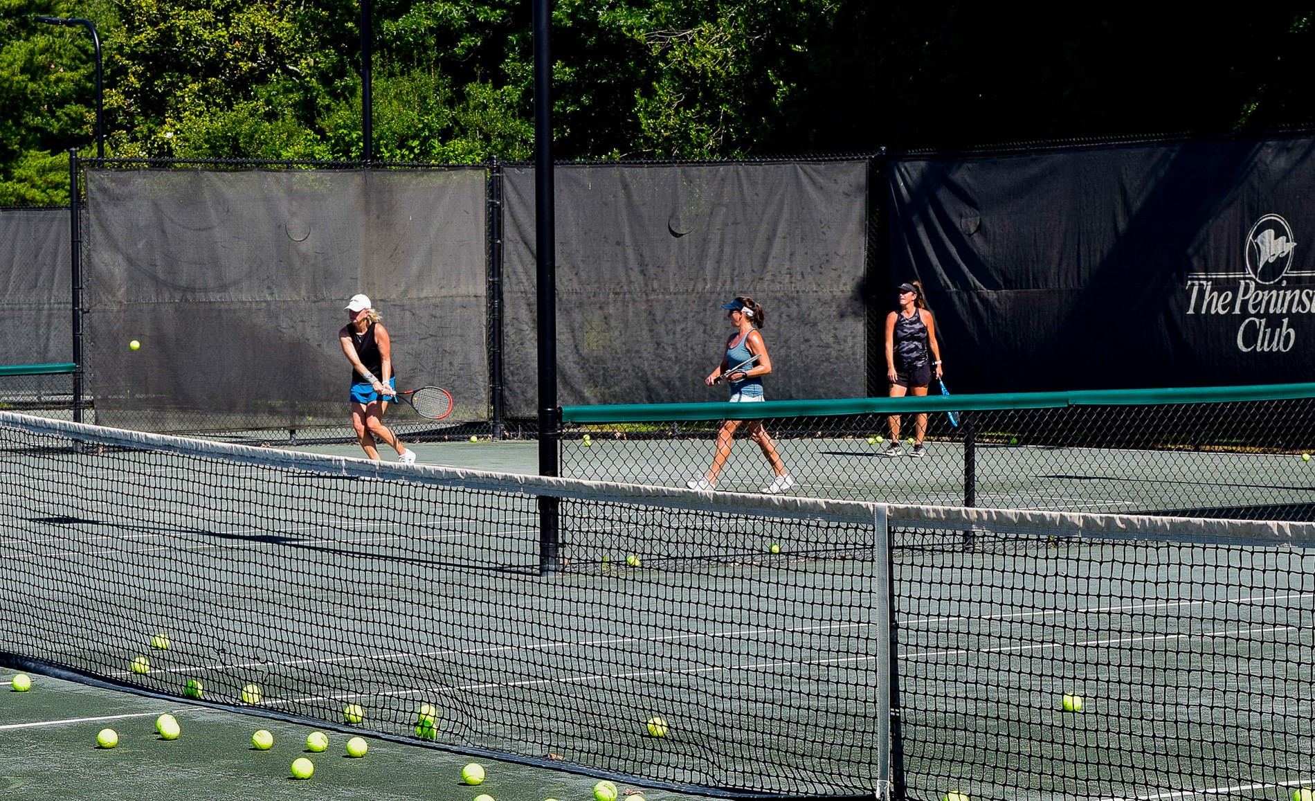 tennis player, ball and racquet